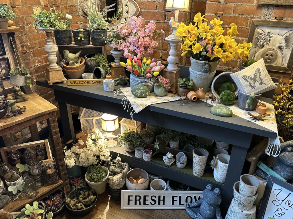 spring decor at simply home in downtown howell 
